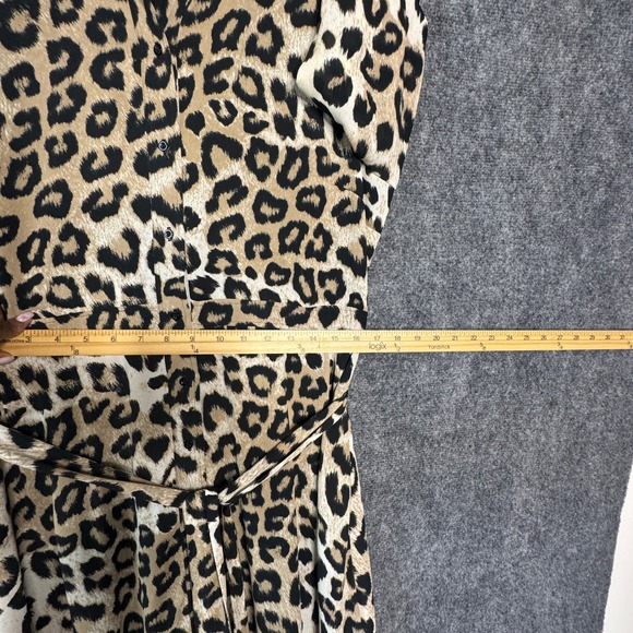 Banana Republic Dress Leopard Print Maxi Shirt Women 14 Classic Elegant Mobwife - Picture 9 of 12